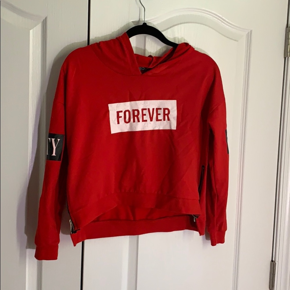 Red hoodie.